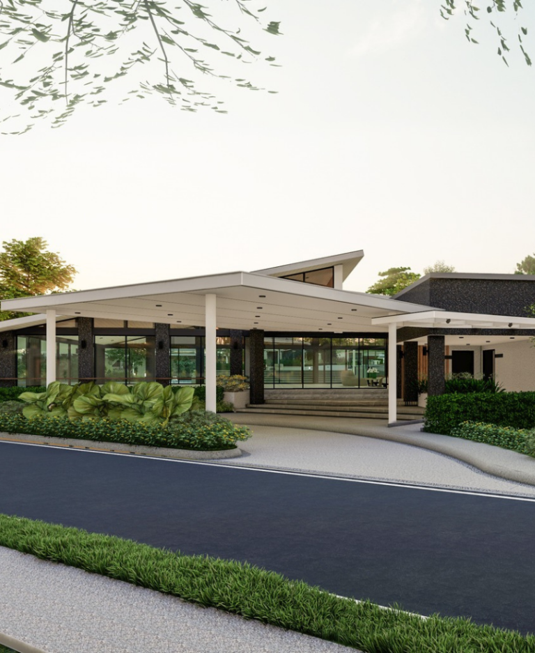 Modern clubhouse design in Marilao, Bulacan, featuring sleek architecture, lush landscaping, and an inviting community space.